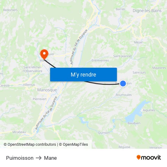 Puimoisson to Mane map