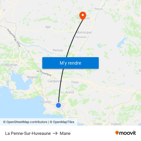 La Penne-Sur-Huveaune to Mane map