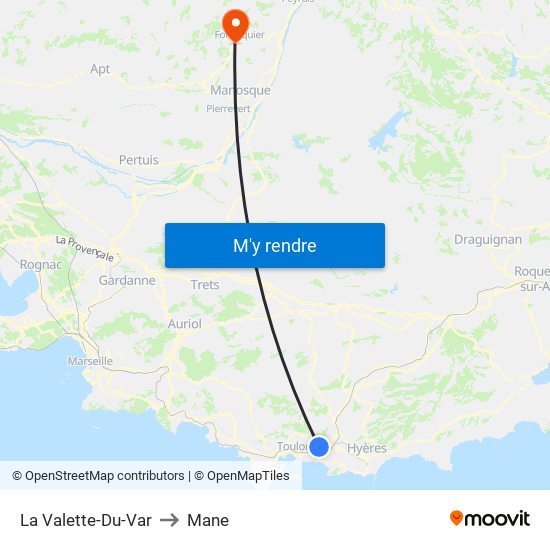 La Valette-Du-Var to Mane map