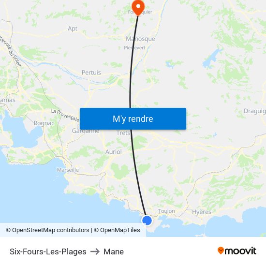 Six-Fours-Les-Plages to Mane map