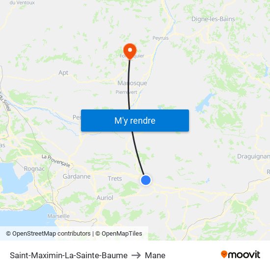 Saint-Maximin-La-Sainte-Baume to Mane map