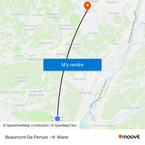 Beaumont-De-Pertuis to Mane map