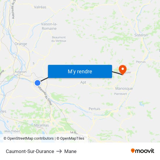 Caumont-Sur-Durance to Mane map