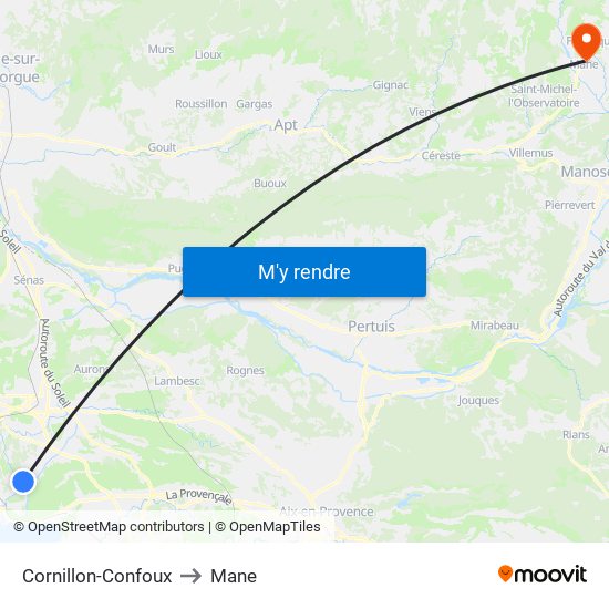 Cornillon-Confoux to Mane map