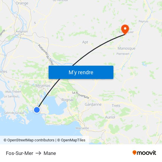 Fos-Sur-Mer to Mane map