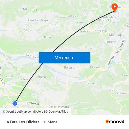 La Fare-Les-Oliviers to Mane map