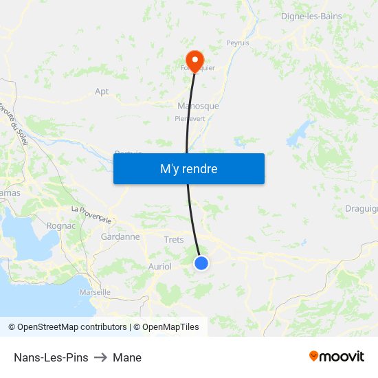 Nans-Les-Pins to Mane map