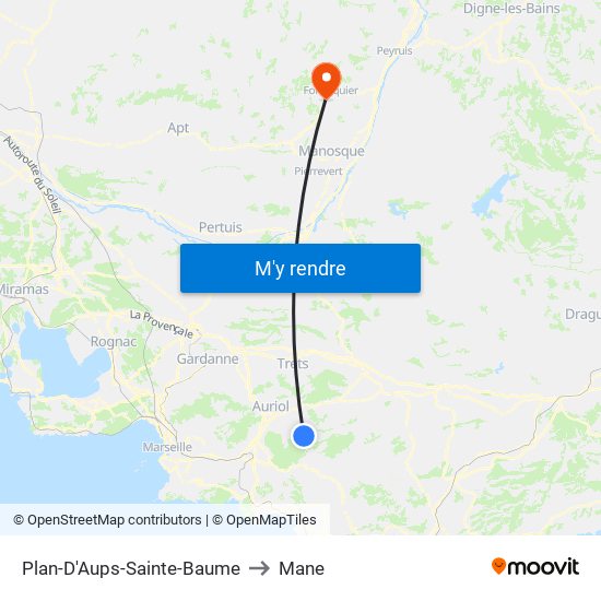 Plan-D'Aups-Sainte-Baume to Mane map