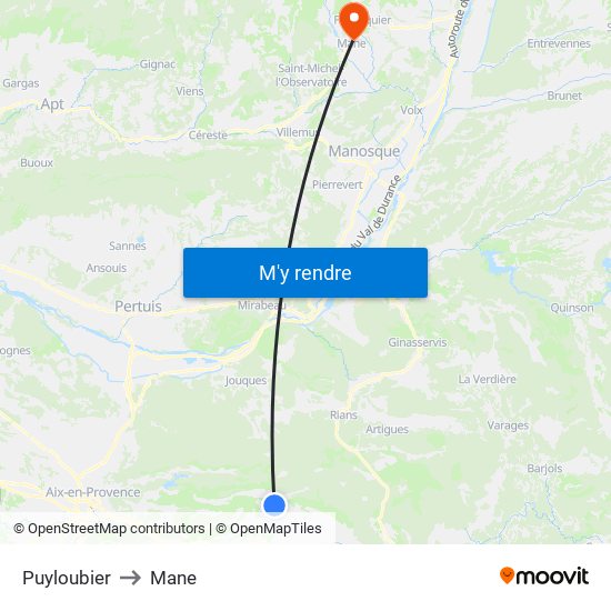 Puyloubier to Mane map