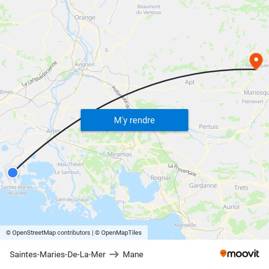 Saintes-Maries-De-La-Mer to Mane map