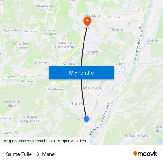 Sainte-Tulle to Mane map