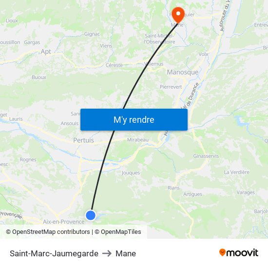 Saint-Marc-Jaumegarde to Mane map