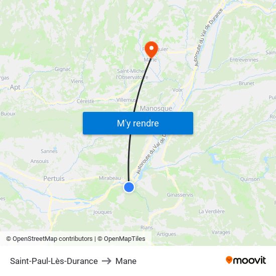 Saint-Paul-Lès-Durance to Mane map