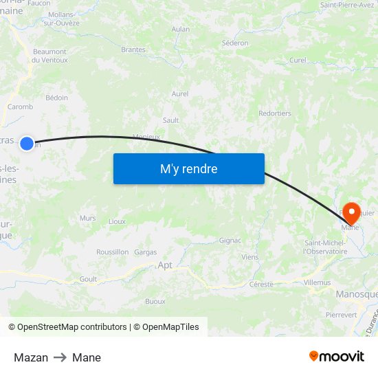 Mazan to Mane map