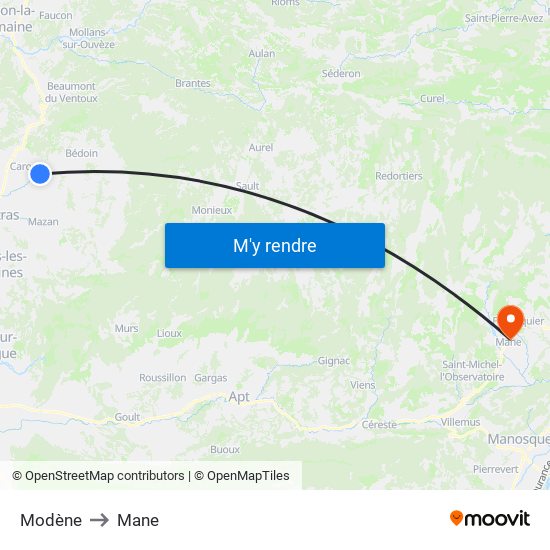 Modène to Mane map