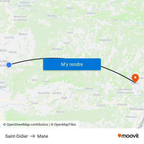 Saint-Didier to Mane map