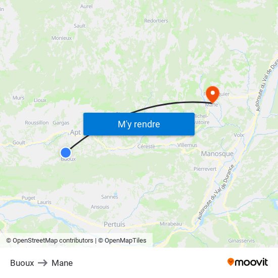 Buoux to Mane map