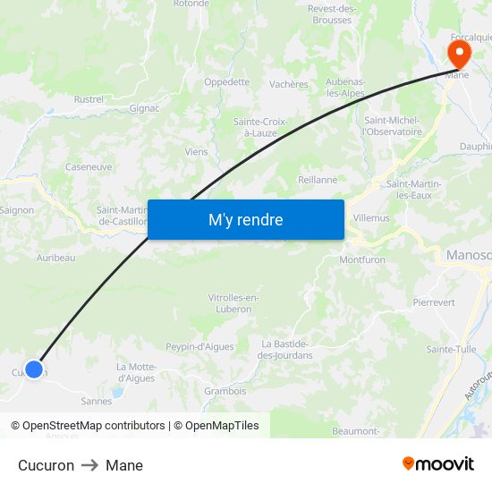 Cucuron to Mane map