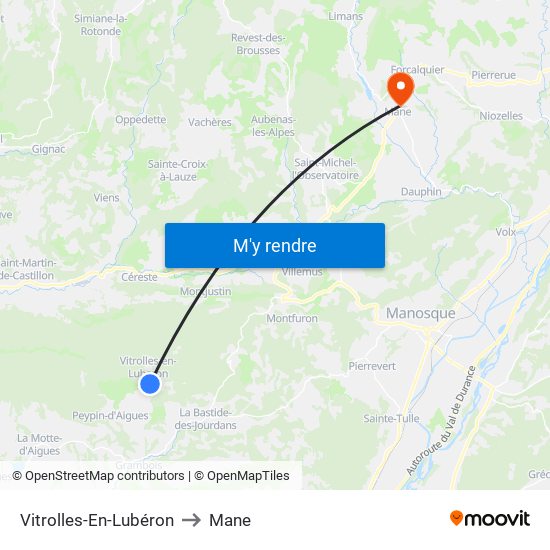 Vitrolles-En-Lubéron to Mane map