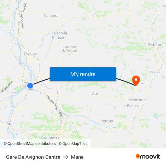 Gare De Avignon-Centre to Mane map