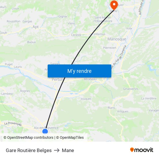 Gare Routière Belges to Mane map