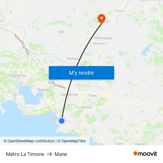 Métro La Timone to Mane map