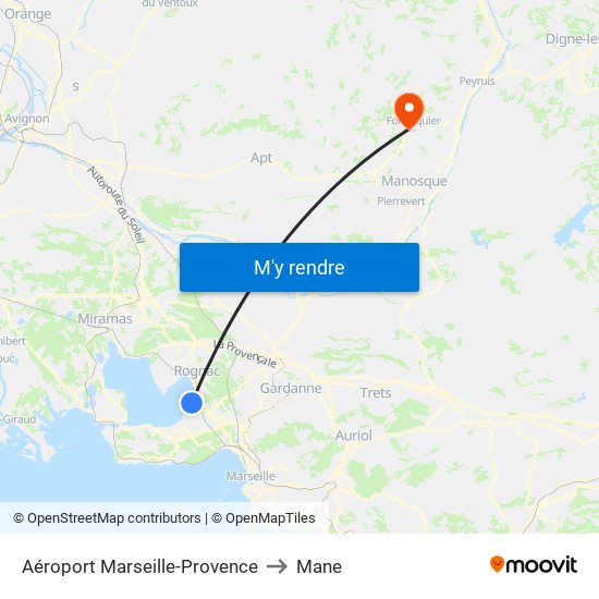 Aéroport Marseille-Provence to Mane map