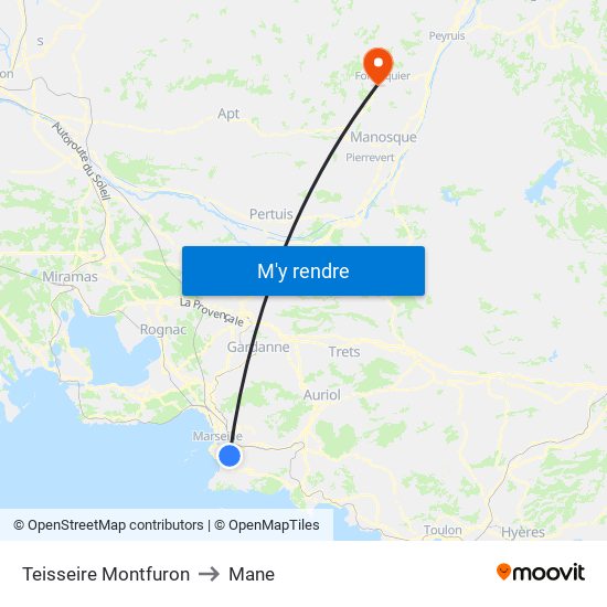 Teisseire Montfuron to Mane map