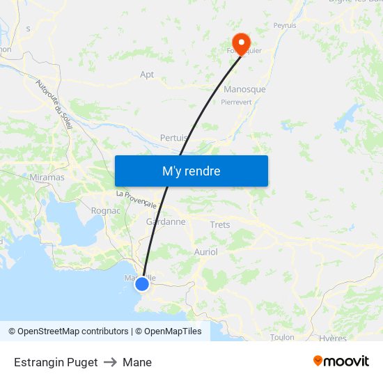 Estrangin Puget to Mane map