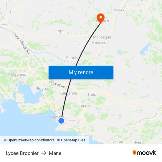 Lycée Brochier to Mane map