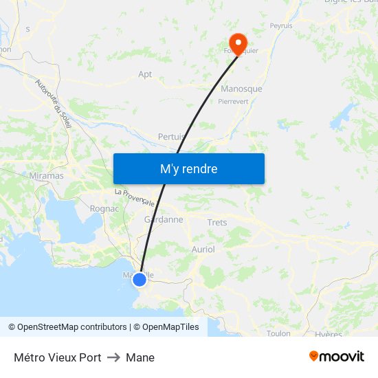 Métro Vieux Port to Mane map