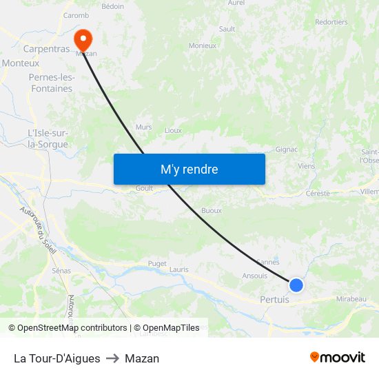 La Tour-D'Aigues to Mazan map