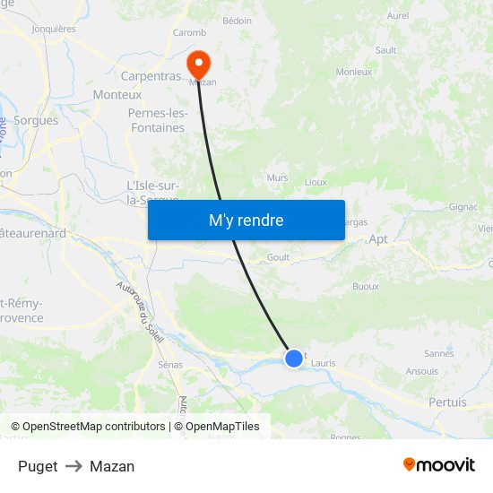 Puget to Mazan map