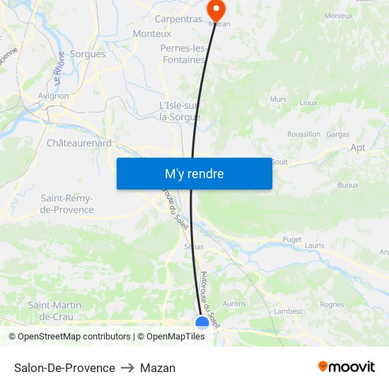 Salon-De-Provence to Mazan map
