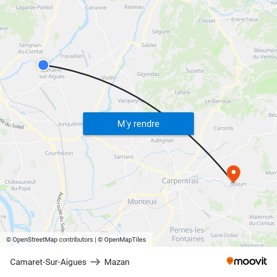 Camaret-Sur-Aigues to Mazan map