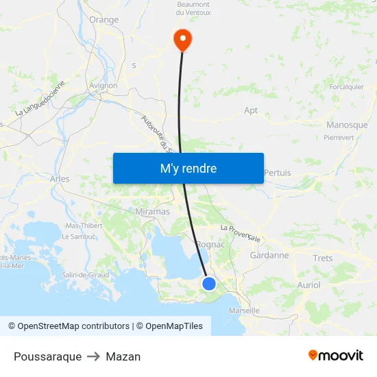 Poussaraque to Mazan map