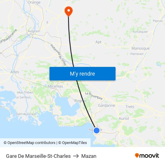 Gare De Marseille-St-Charles to Mazan map