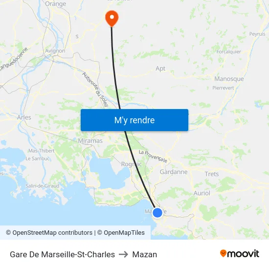 Gare De Marseille-St-Charles to Mazan map