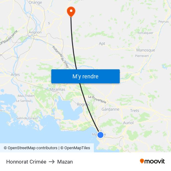 Honnorat Crimée to Mazan map