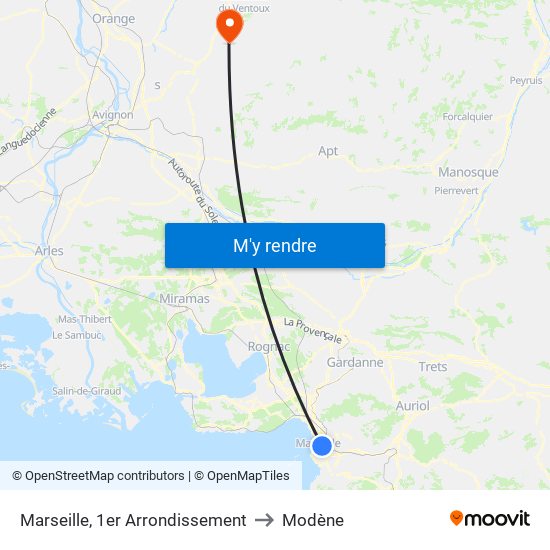 Marseille, 1er Arrondissement to Modène map