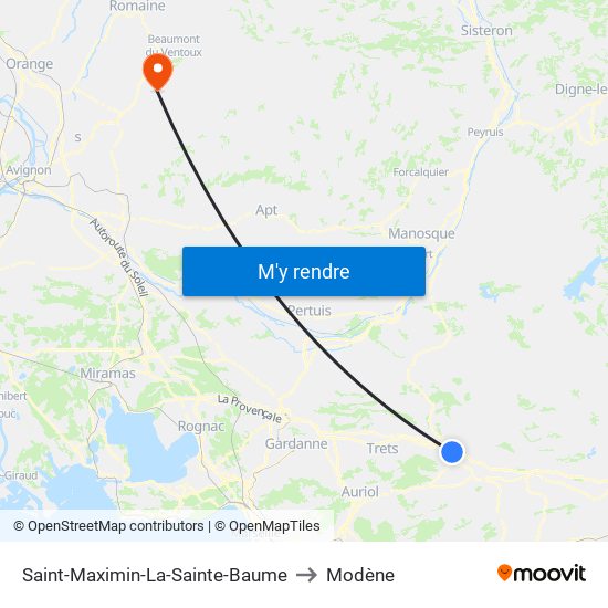 Saint-Maximin-La-Sainte-Baume to Modène map