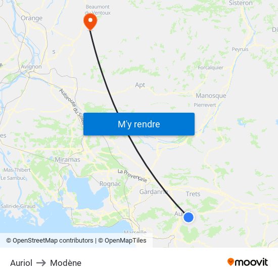 Auriol to Modène map