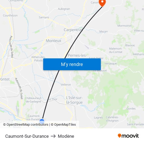 Caumont-Sur-Durance to Modène map