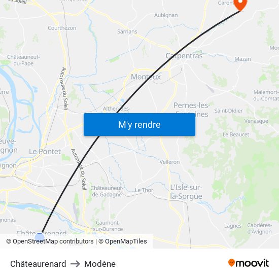 Châteaurenard to Modène map
