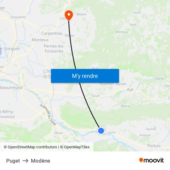 Puget to Modène map