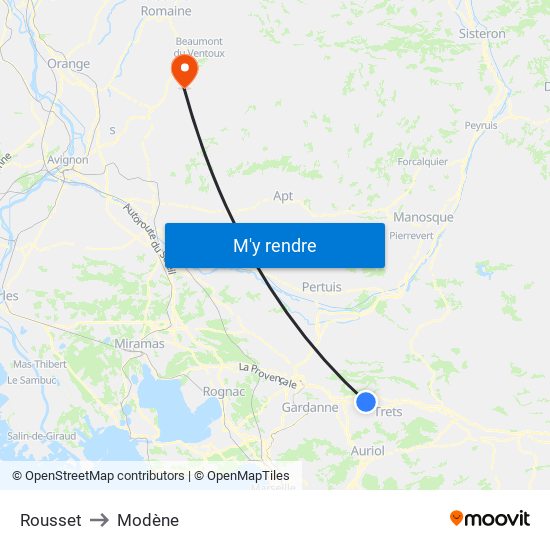 Rousset to Modène map