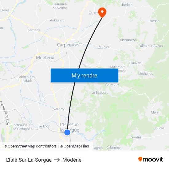 L'Isle-Sur-La-Sorgue to Modène map