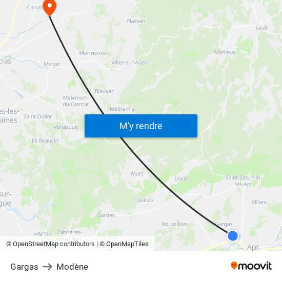 Gargas to Modène map