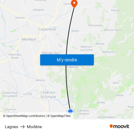 Lagnes to Modène map