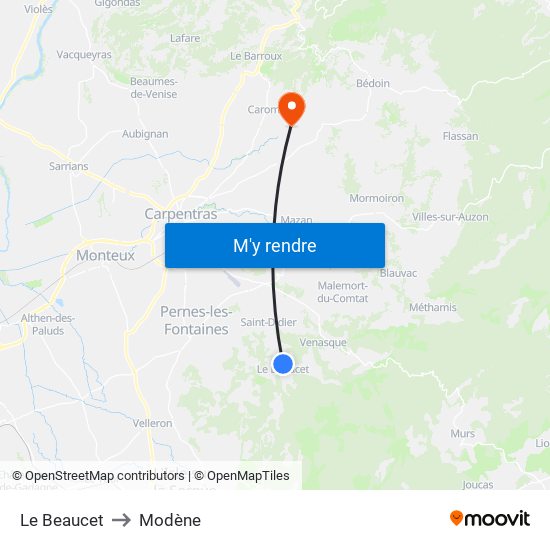 Le Beaucet to Modène map